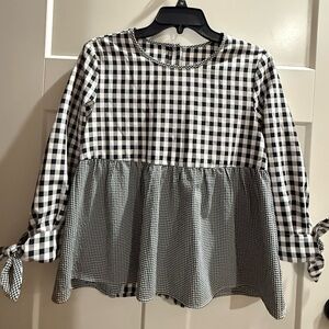 English Factory Black and White Gingham Blouse. Tag was removed but never worn.